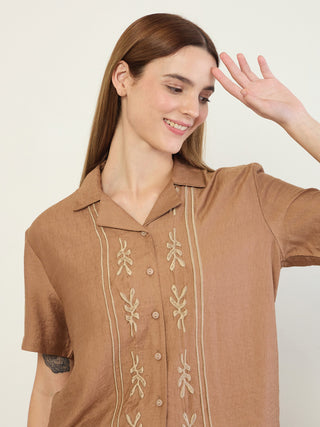Abstract Leaf Button Down Coord Set