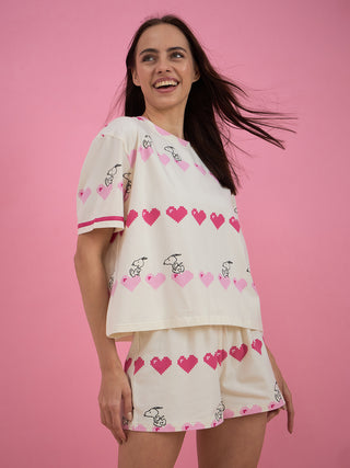 Snoopy Pixel Love Shorts Set