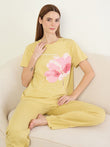 UltraLuxe™ Inner Peace Floral Pyjama Set - Custard
