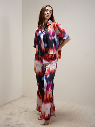 Aurora Flow Cropped Wide Leg Pyjama Set