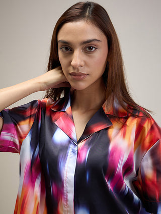 Aurora Flow Cropped Wide Leg Pyjama Set