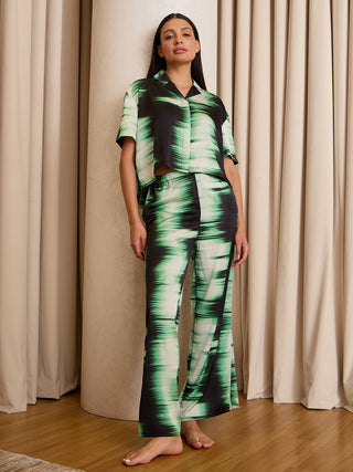 Aurora Flow Cropped Wide Leg Pyjama Set