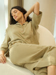 AirLoom™ Effortless Comfort Button Down Wide Leg Pyjama Set - Dune