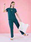 CottonEase™ Cheerful Bear Pyjama Set - Ever Green
