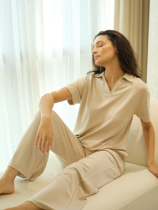 LuxSoft<sup>TM</sup> Relaxed Wide Leg V-Neck Pyjama Set