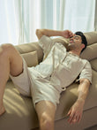 Effortless Black Button Down Shorts Set - French Oak
