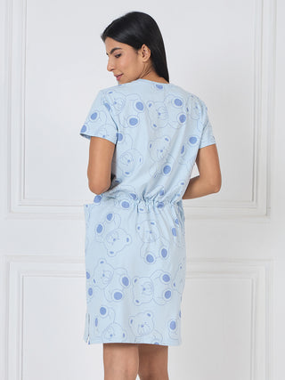 Teddy Bear Drawstring Nightdress