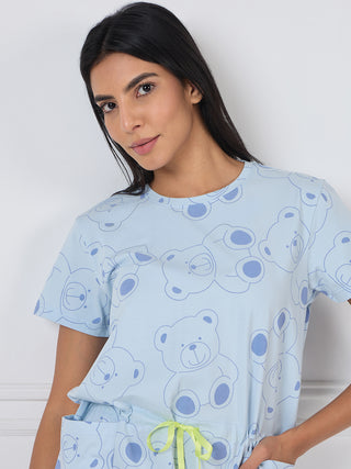 Teddy Bear Drawstring Nightdress