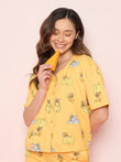 TruCotton™ Tom & Jerry Mischief Cheese Button Down Wide Leg Pyjama Set - Golden Cream
