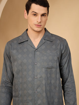 Diamond Weave Button Down Pyjama Set
