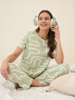 Abstract Wave Pyjama Set - Green