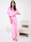 Aurora Flow Cropped Wide Leg Pyjama Set - High On Pink