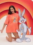 LazyLoop™ Looney Tunes Bugs Bunny Oversized Tee - Hot Coral