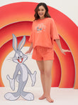 LazyLoop™ Looney Tunes Bugs Bunny Shorts Set - Hot Coral