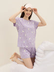 BambooSoft™ Cute Bunny Shorts Set - Lavender