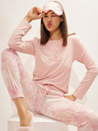 SNOOPY Dreamy Swirl Ribbed Henley Pyjama Set - Light Pink