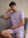Mellow Tone Henley Shorts Set - Lilac