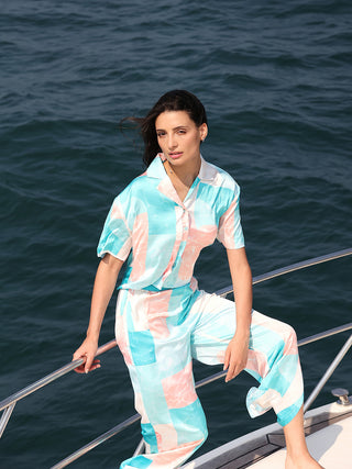 Aurora Flow Cropped Wide Leg Pyjama Set