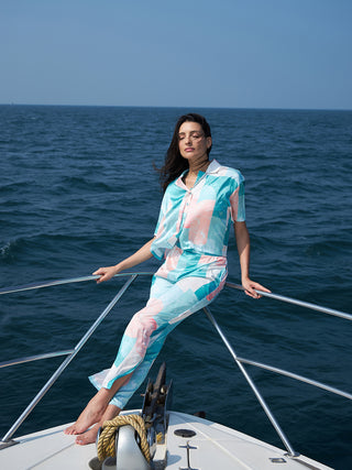 Aurora Flow Cropped Wide Leg Pyjama Set