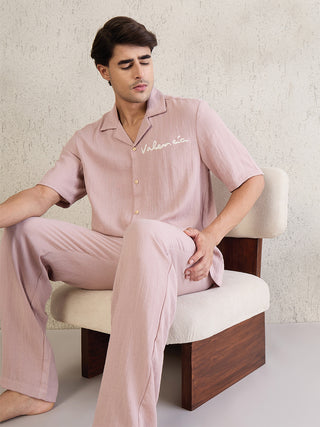 Signature Embroidered Button Down Pyjama Set