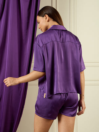 Silky Dreams Chromatic Flow Button Down Shorts Set