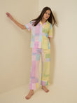 Pastel Plaid Pyjama Set - Multicolor Stripe