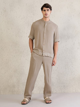 Greek Key Button Down Coord Set