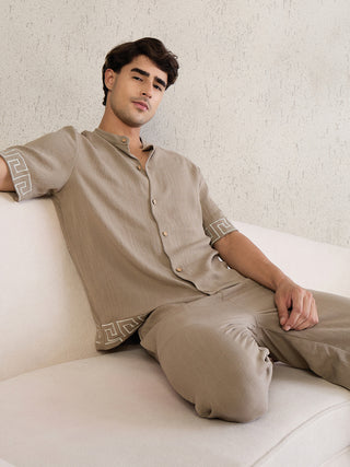 Greek Key Button Down Coord Set