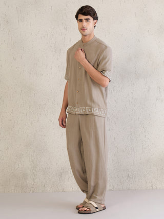 Greek Key Button Down Coord Set