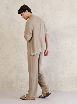 Greek Key Button Down Coord Set