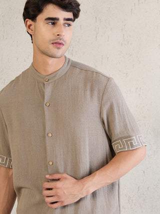 Greek Key Button Down Coord Set