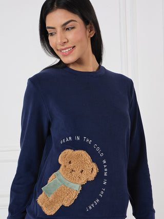 Warm Heart Bear Round Neck Tracksuit