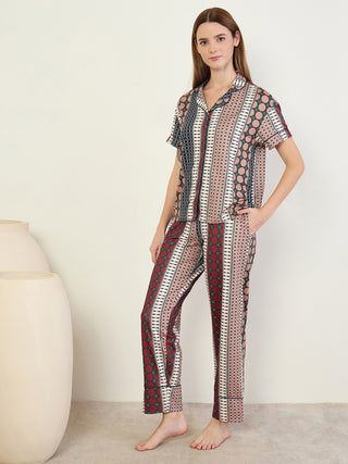 SoftCloud<sup>TM</sup> Patchwork Stripe Button Down Pyjama Set