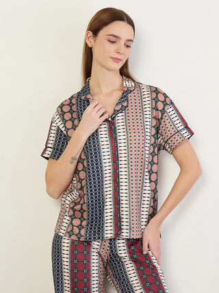 SoftCloud<sup>TM</sup> Patchwork Stripe Button Down Pyjama Set