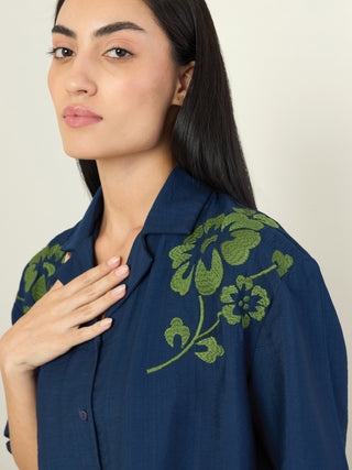 Embroidered Floral Palazzo Set