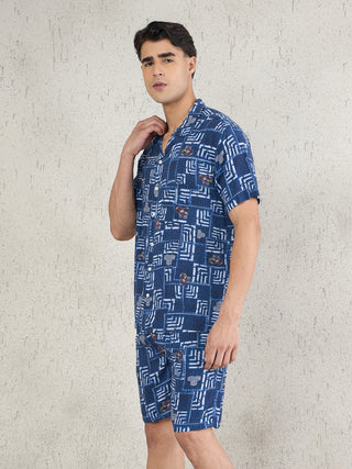 Geometric Grid Button Down Coord Set