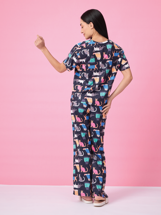 SoftCloud<sup>TM</sup> Playful Cat Wide Leg Pyjama Set