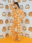 GARFIELD Bubble Text Cropped Button Down Wide Leg Pyjama Set - Orange