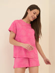 TruCotton™ Etched Floral Shorts Set - Peach