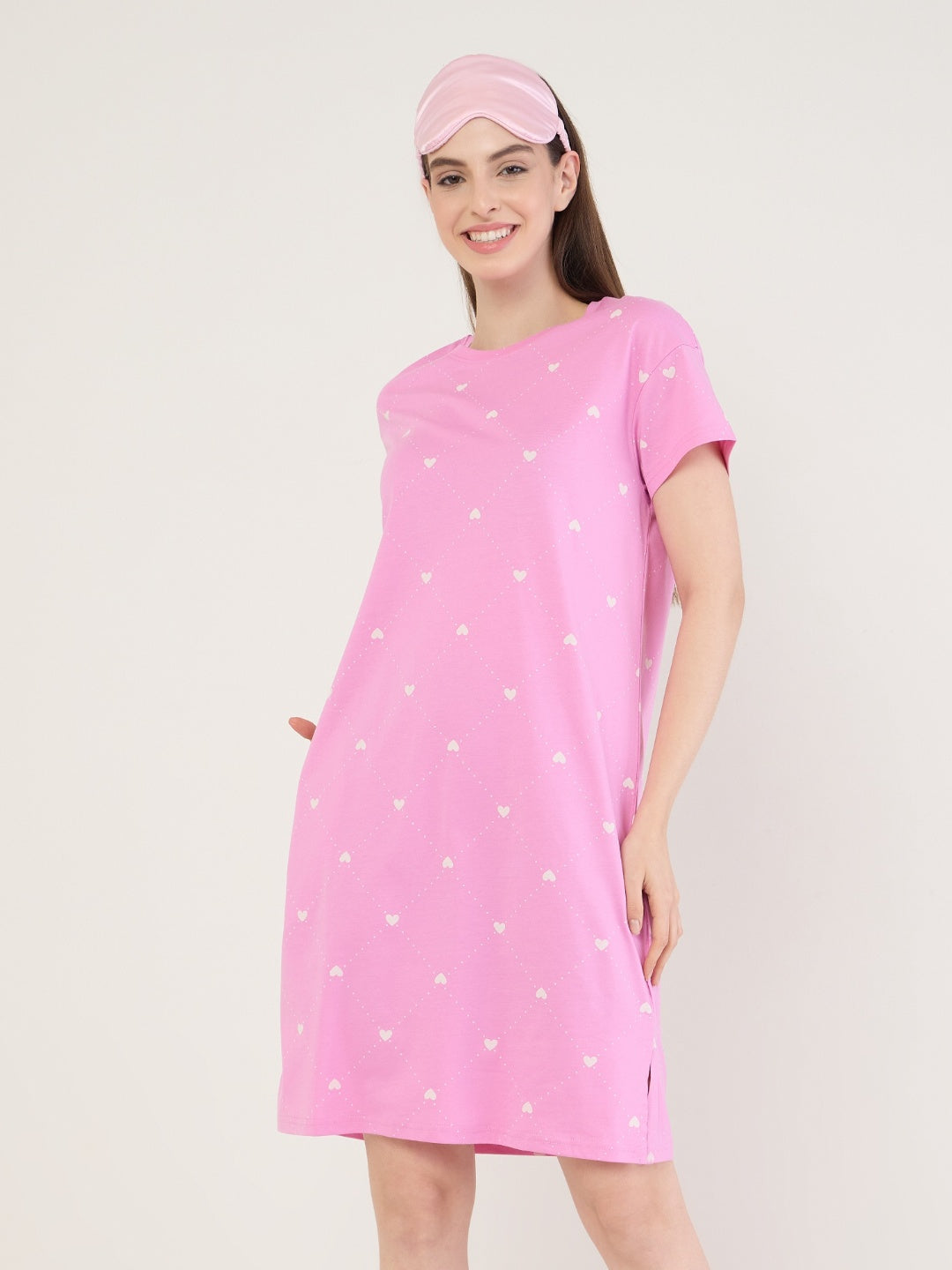 TruCotton™ Dainty Hearts Nightdress | Women Short Dress | Sweet Dreams