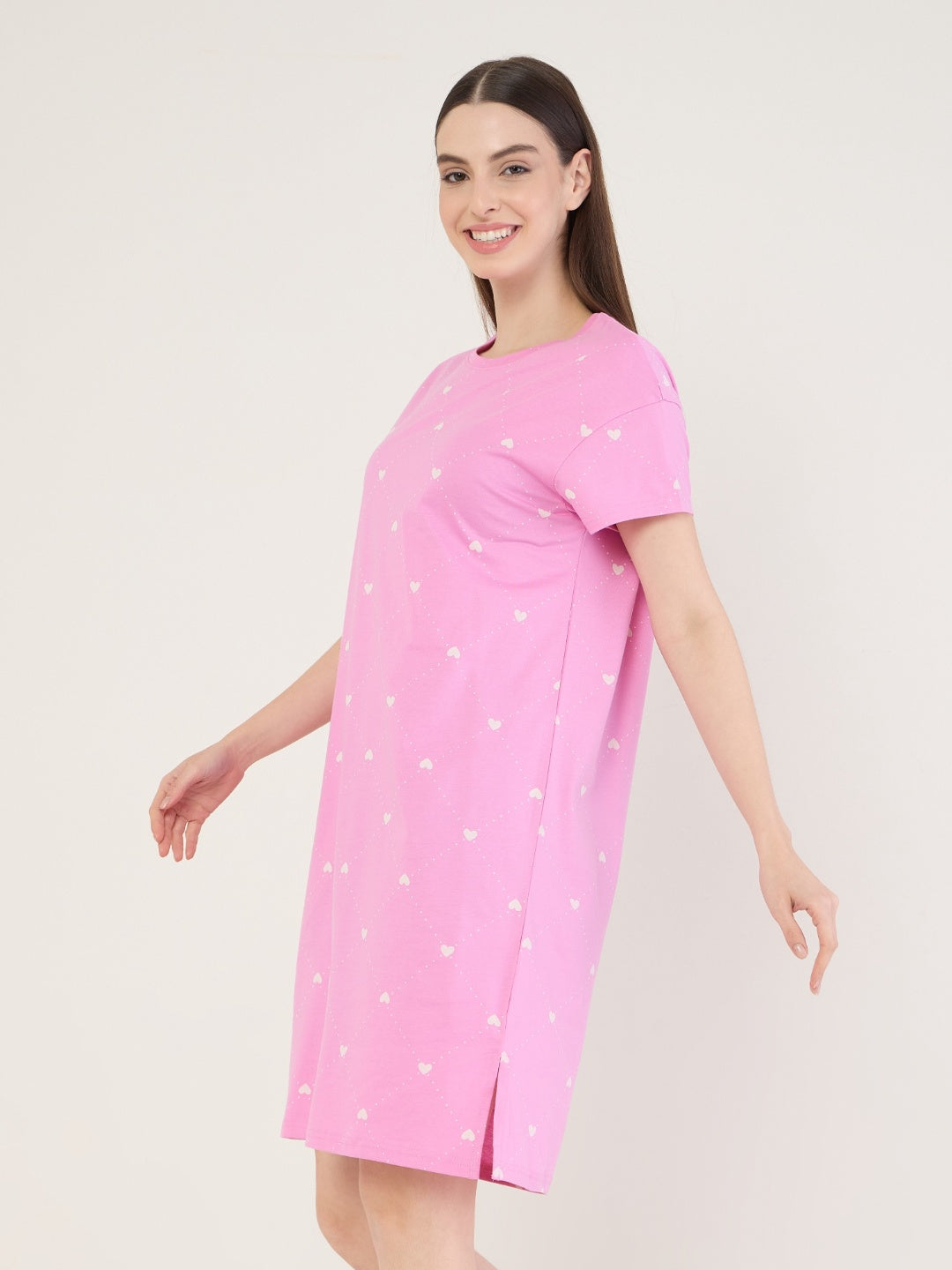 TruCotton™ Dainty Hearts Nightdress | Women Short Dress | Sweet Dreams