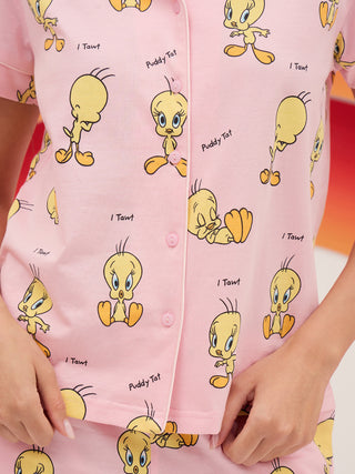 TruCotton<sup>TM</sup> Looney Tunes Tweety Bird Button Down Pyjama Set
