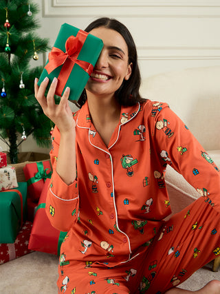 Snoopy Gift Print Pajama Set