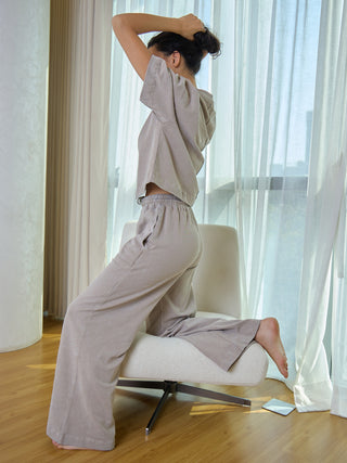 LazyLoop<sup>TM</sup> Ribbed Wide Leg Pyjama Set