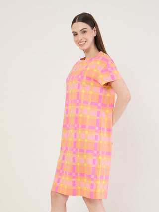 Soft Checks Short Dress