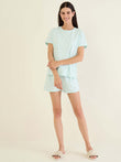 Dainty Floral Shorts Set - Sea Green