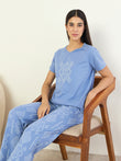 CottonEase™ Geo Pattern Pyjama Set - Shadow Blue