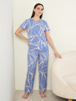 CottonEase™ Swirling Leaf Applique Pyjama Set - Shadow Blue