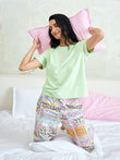 NapSoft™ Delulu Dreams Wide Leg Pyjama Set - Shadow Green
