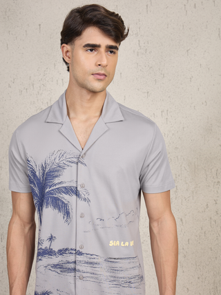 UltraLuxe<sup>TM</sup> Sea Land Print Button Down Shorts Set
